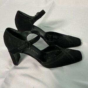 RICHARD TYLER Closed Toes Heels Black Suede and Leather Made in Italy Size 7